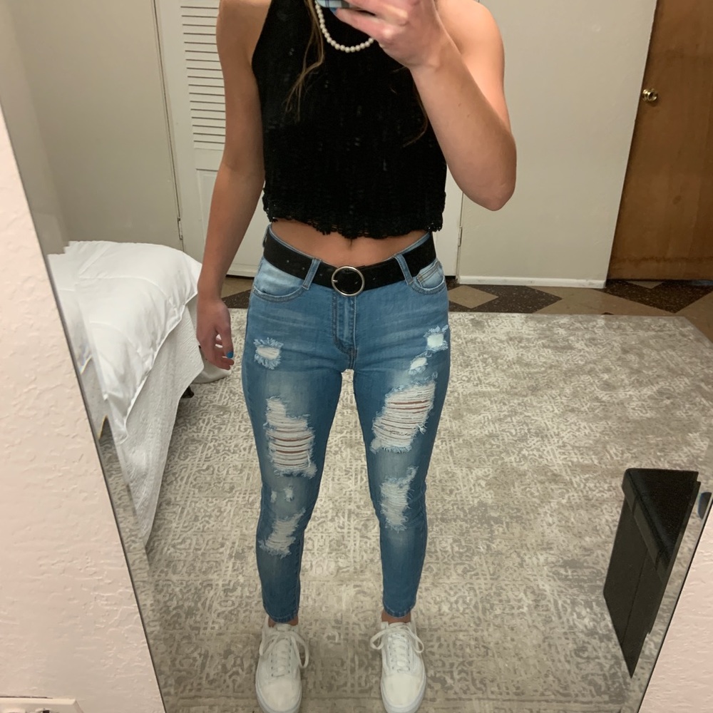 fashionNova ripped jeans
